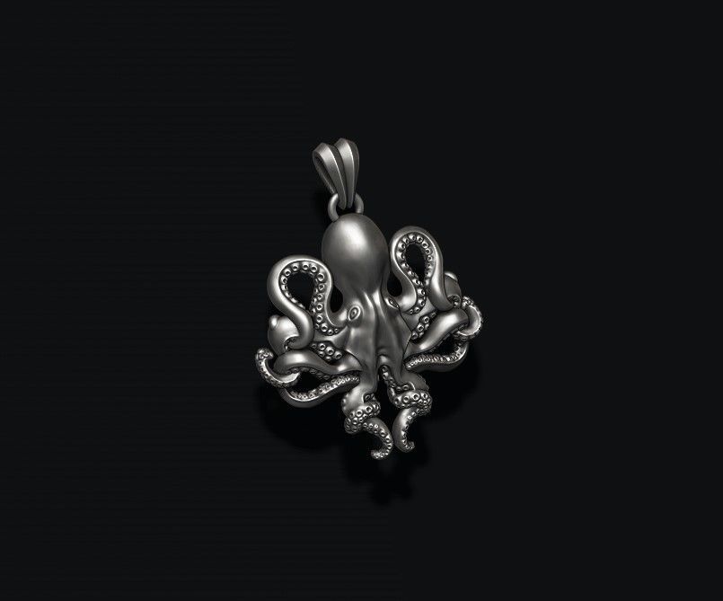 Octopus pendant 3D print model_4