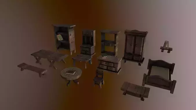 3d models of wooden furniture asset