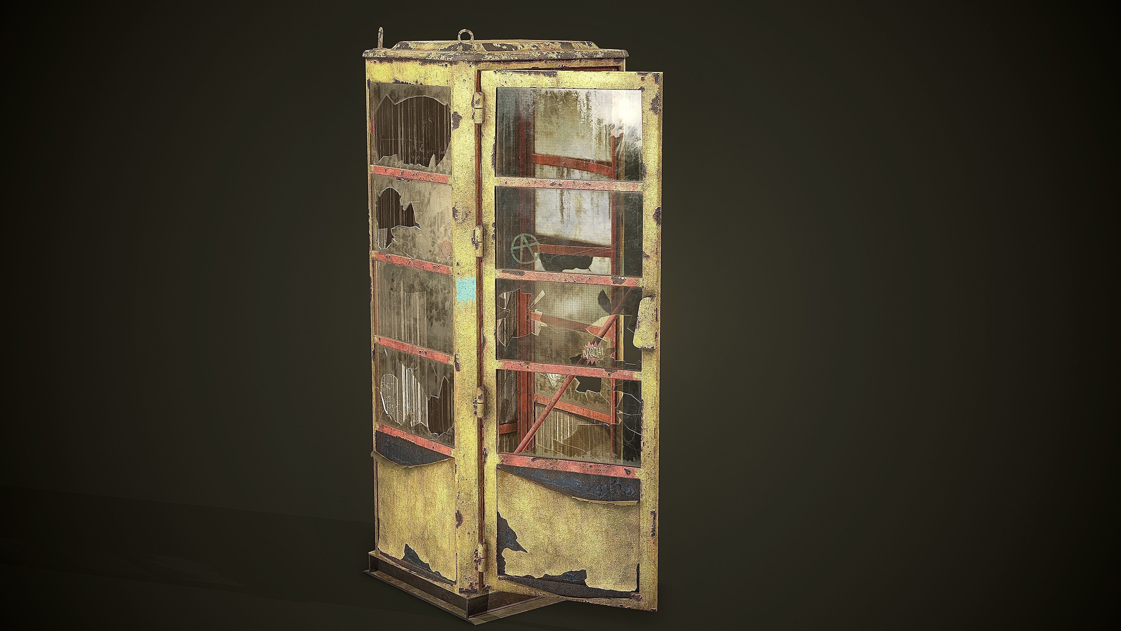 Phone Booth Low-poly 3D model_5