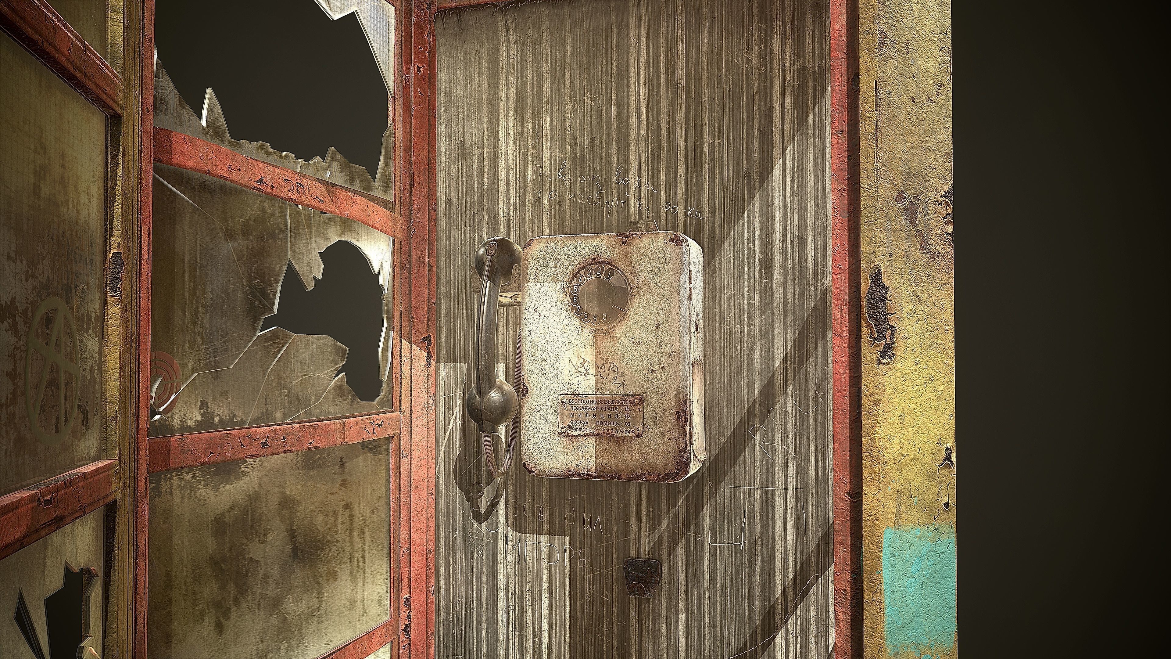 Phone Booth Low-poly 3D model_7