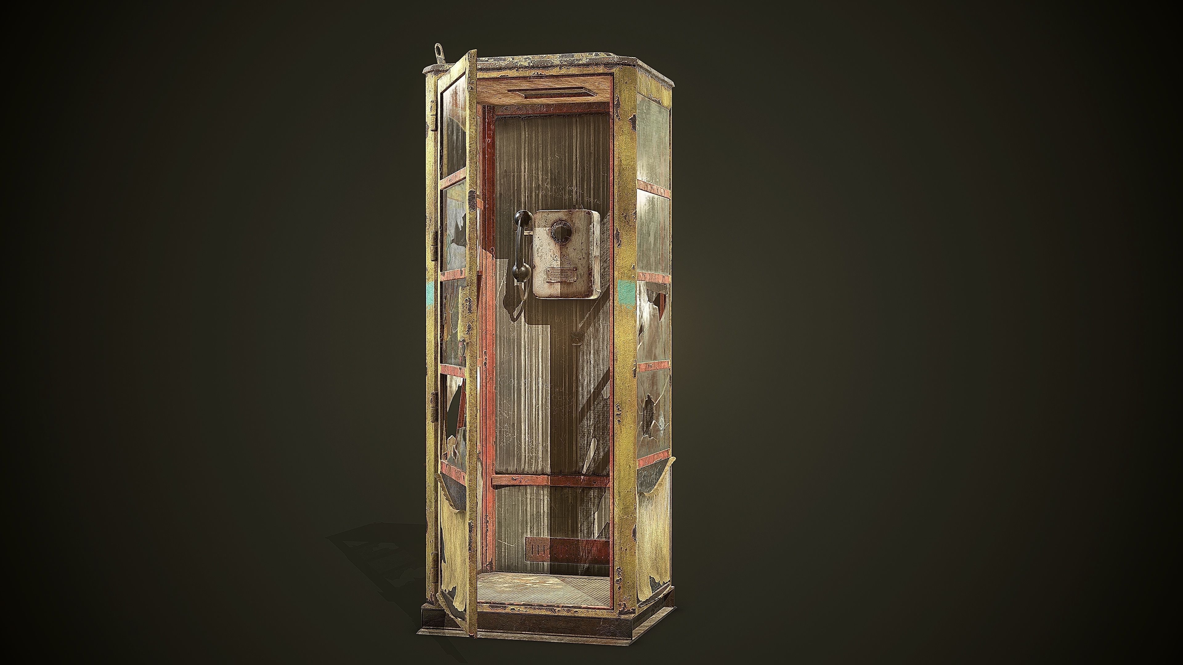 Phone Booth Low-poly 3D model_6