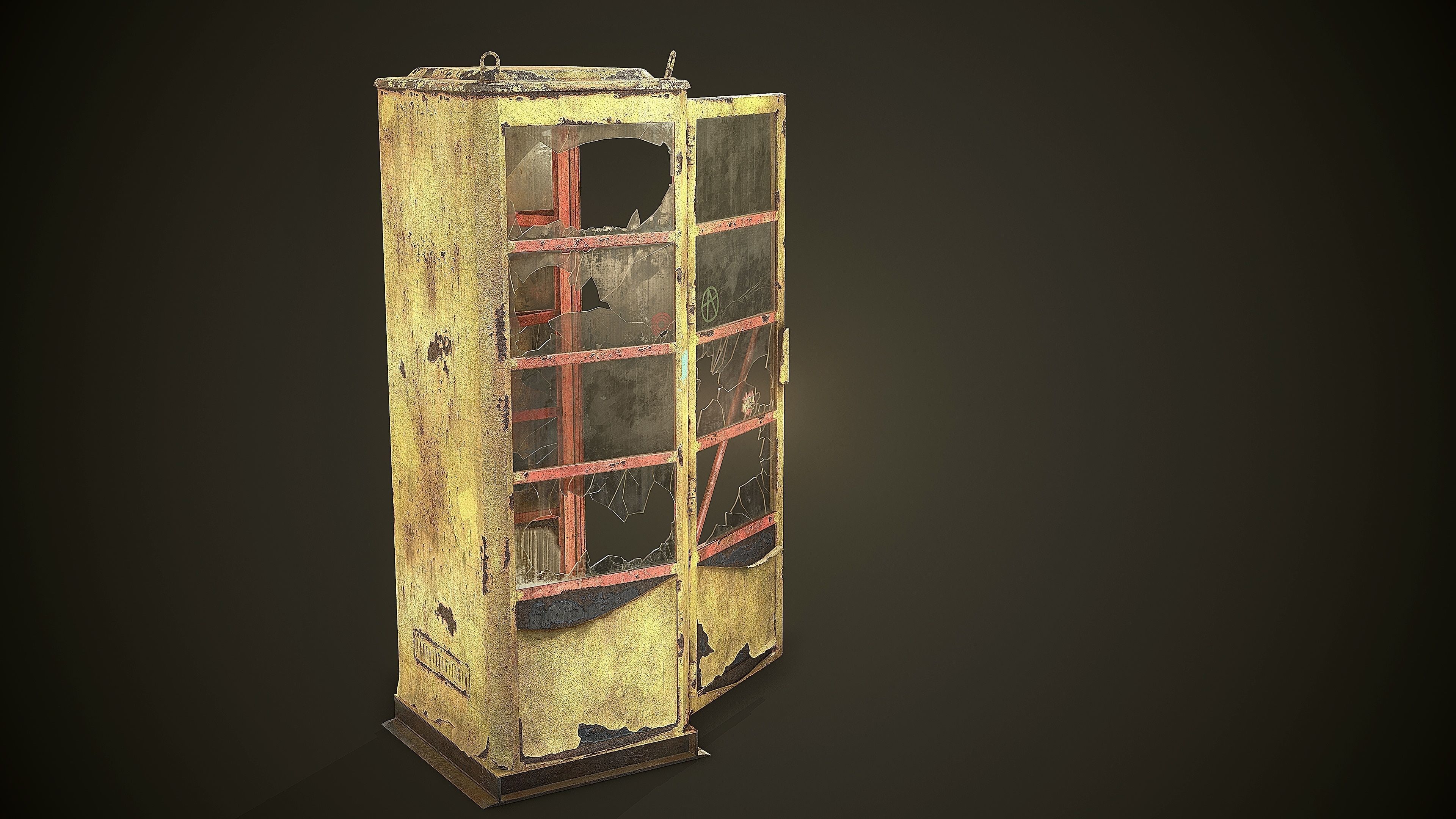 Phone Booth Low-poly 3D model_4