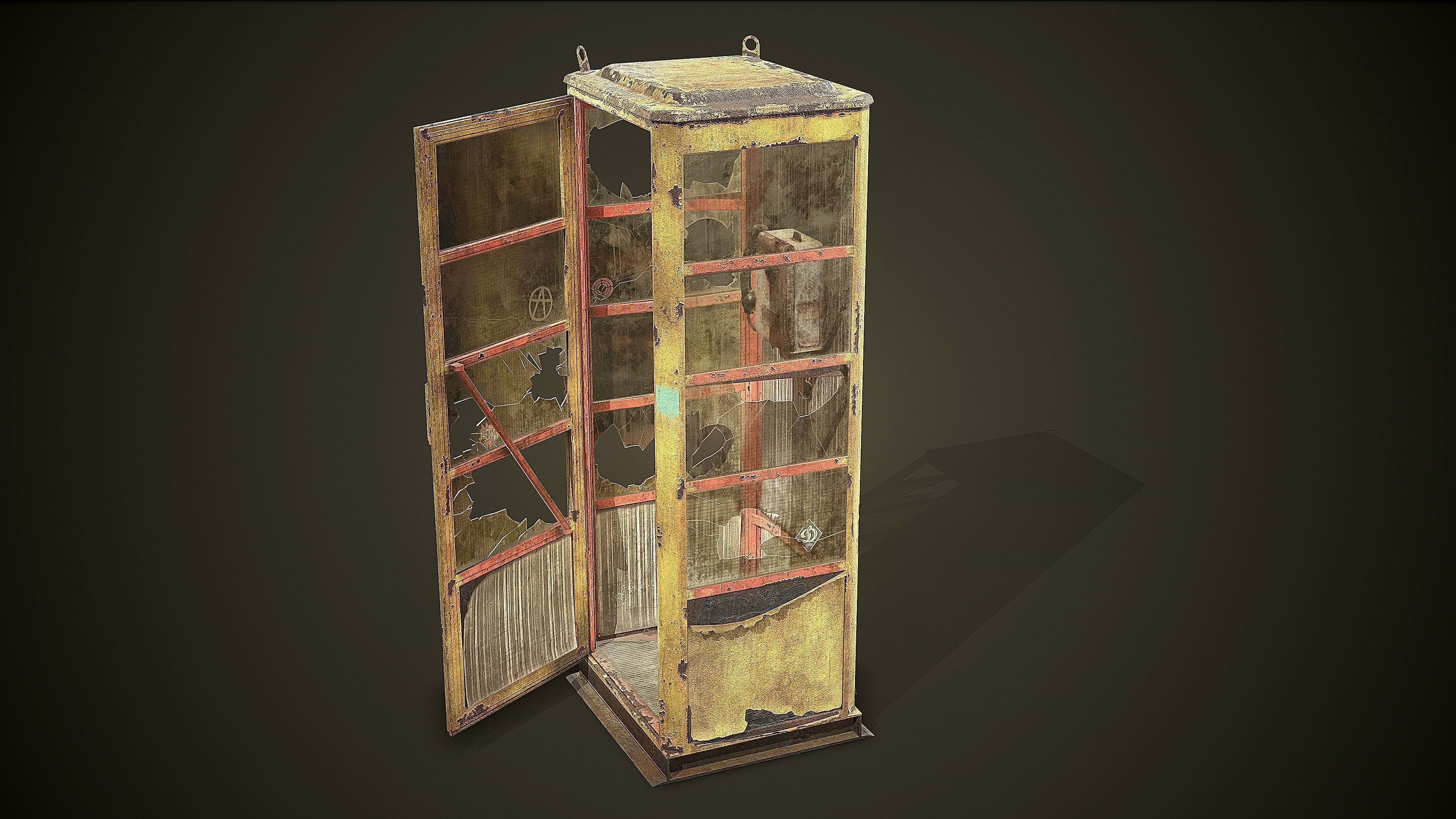 Phone Booth Low-poly 3D model_2