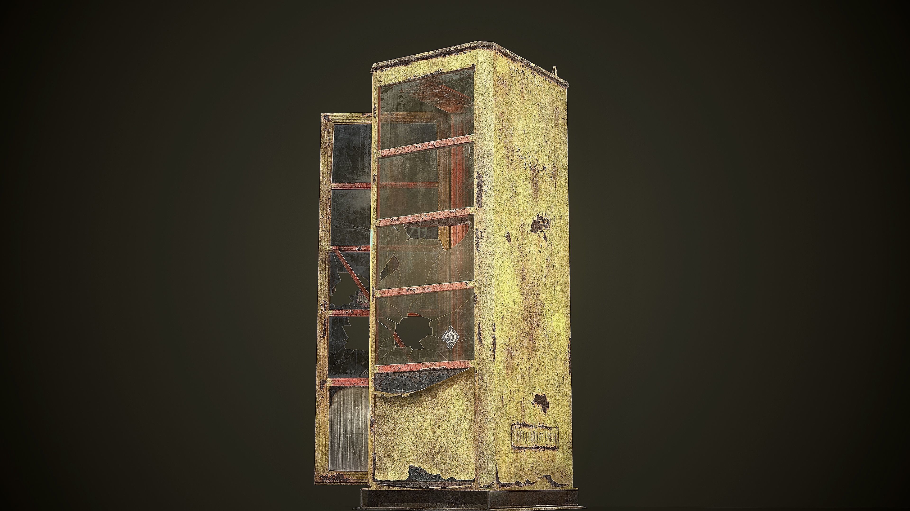 Phone Booth Low-poly 3D model_3