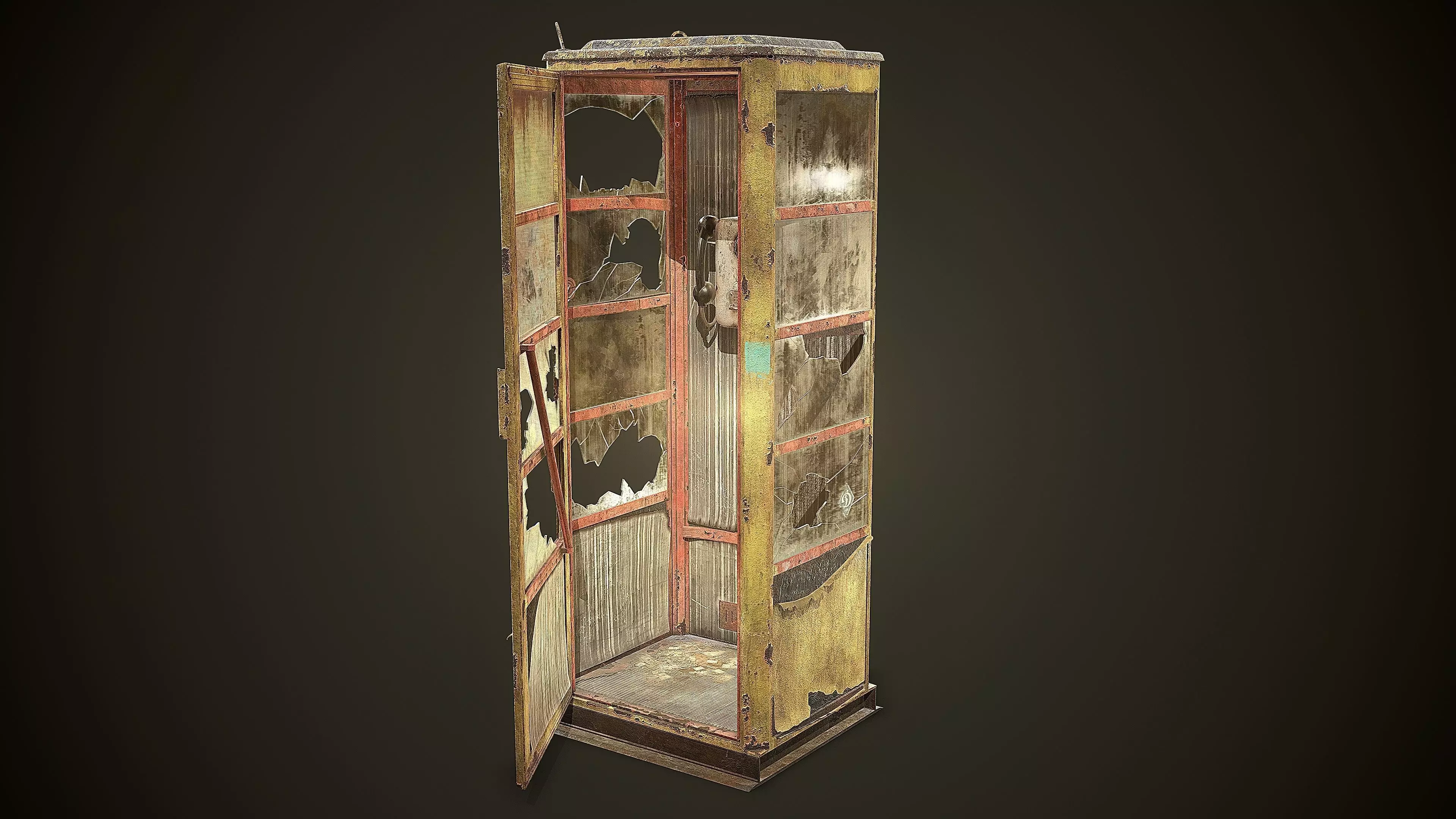 Phone Booth Low-poly 3D model_0
