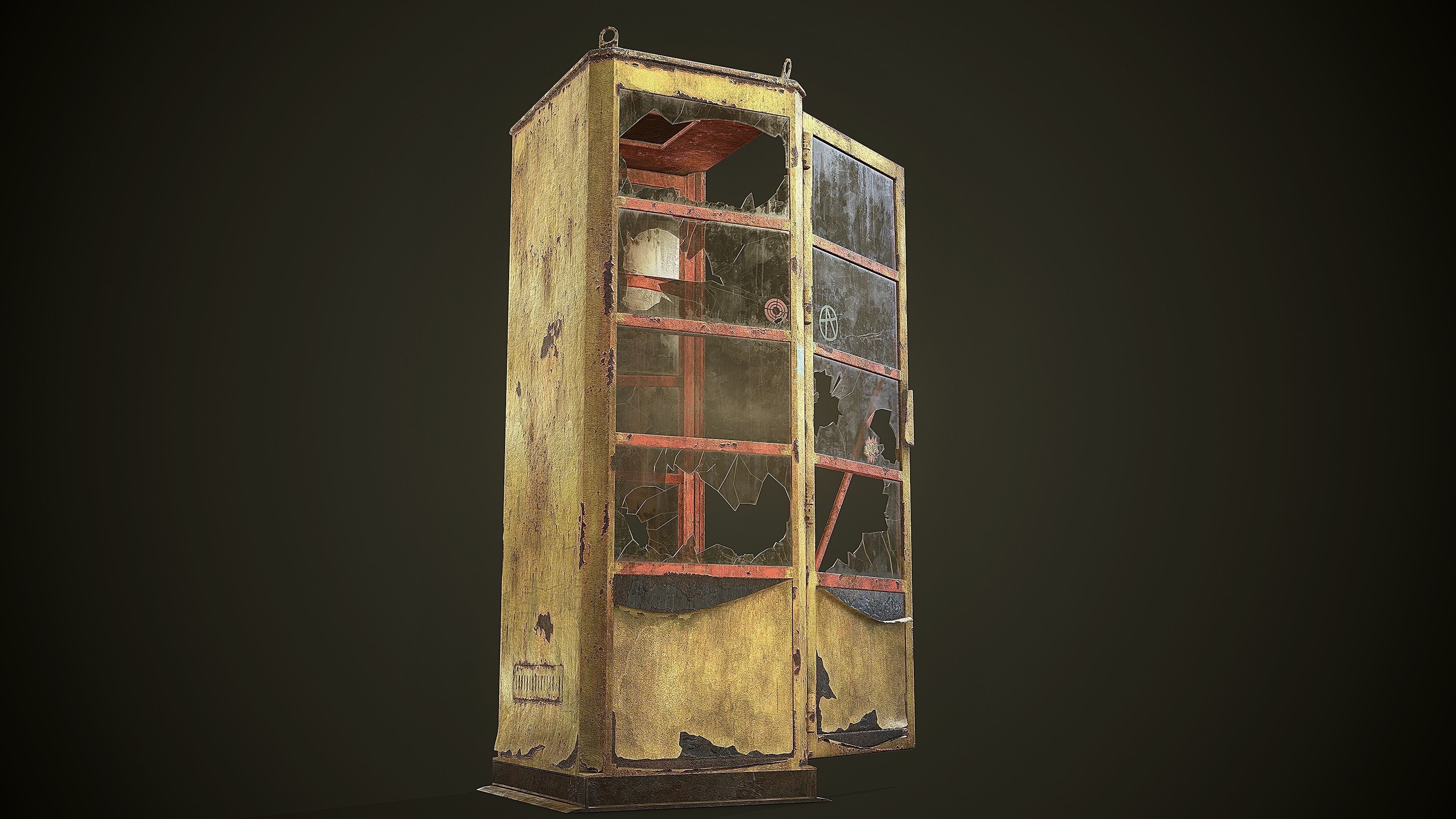 Phone Booth Low-poly 3D model_8