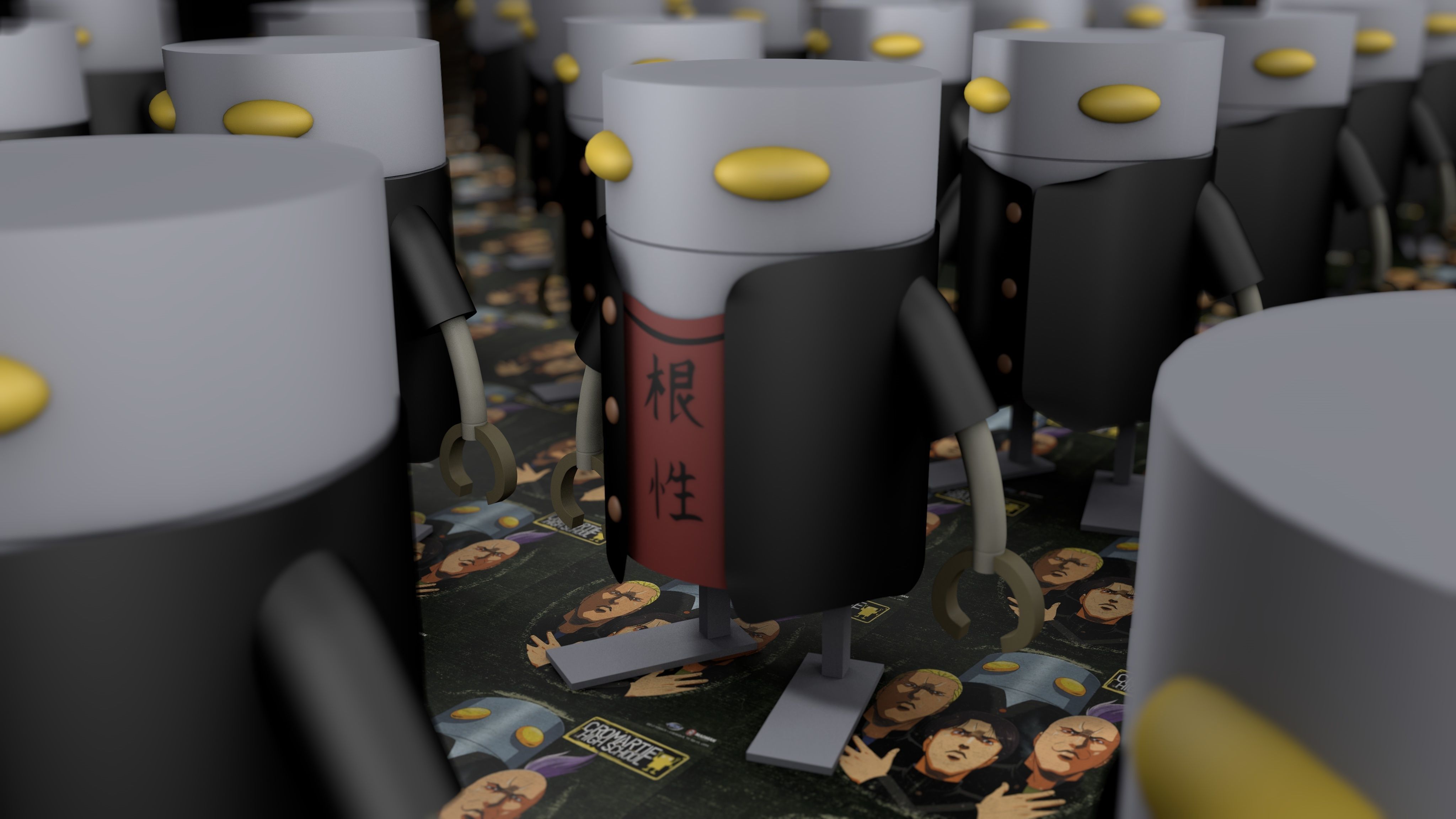 Mechazawa robot on bench Free 3D model_1