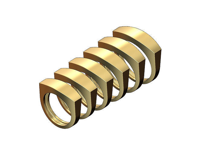 Rounded top recatangular signet ring 3D print model