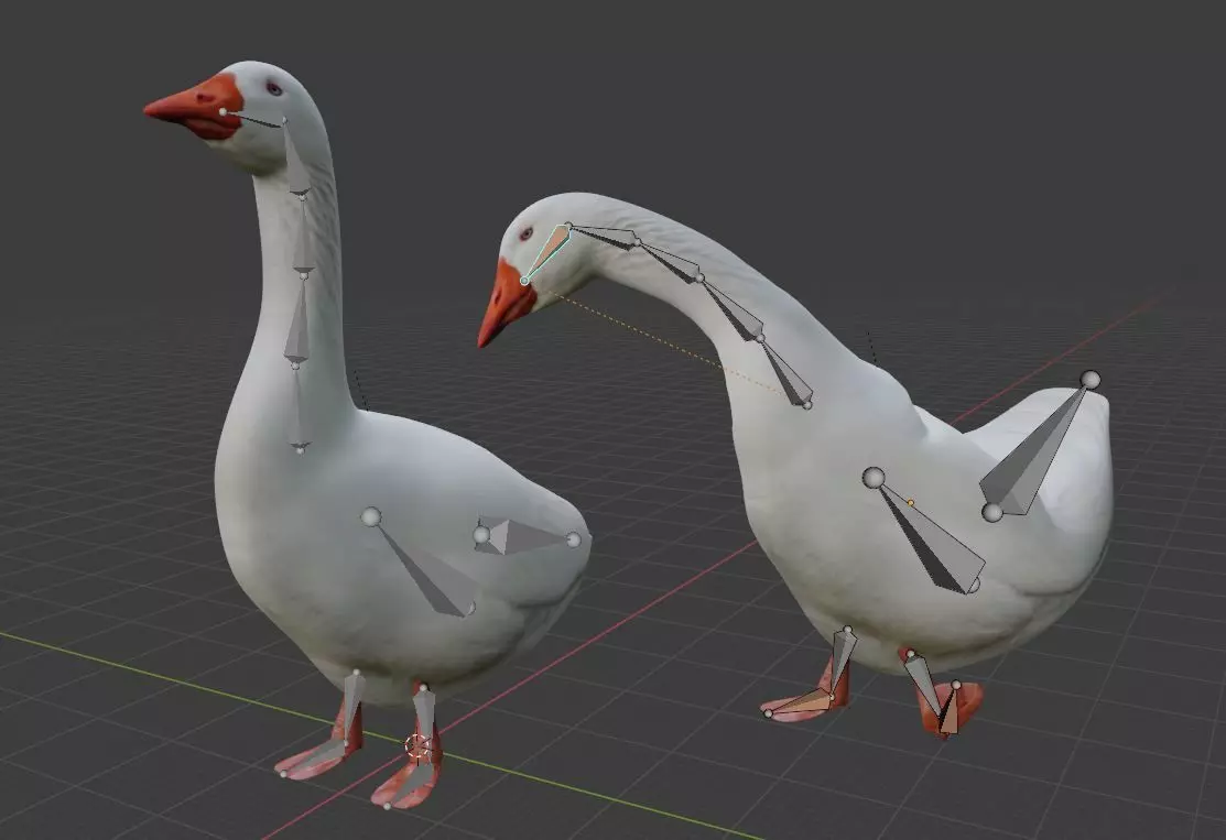 Goose two geese Low-poly 3D model_0