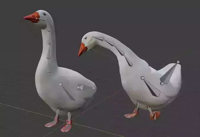 Goose two geese Low-poly 3D model