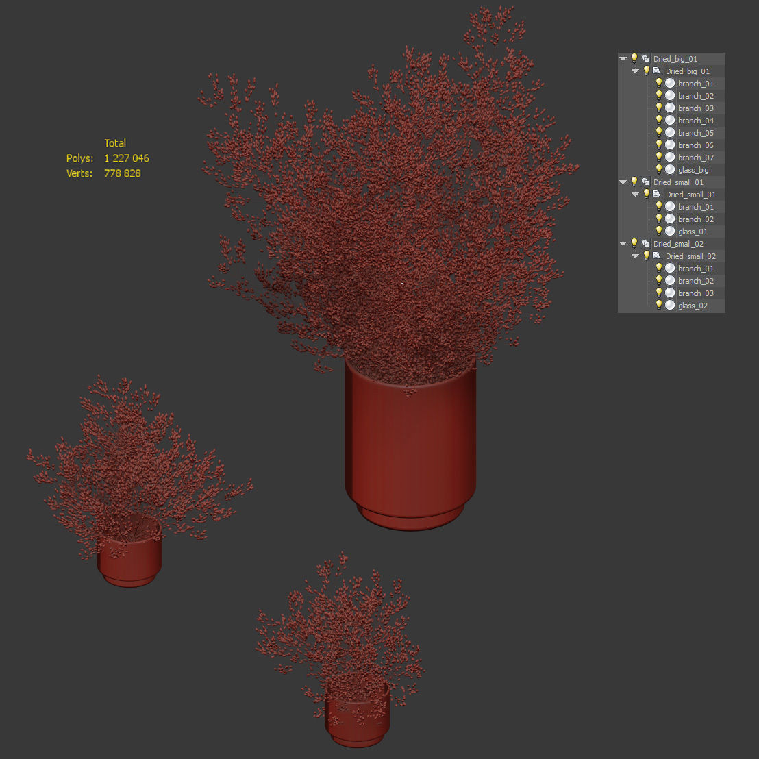 Dry plants set - 3 models 3D model_4