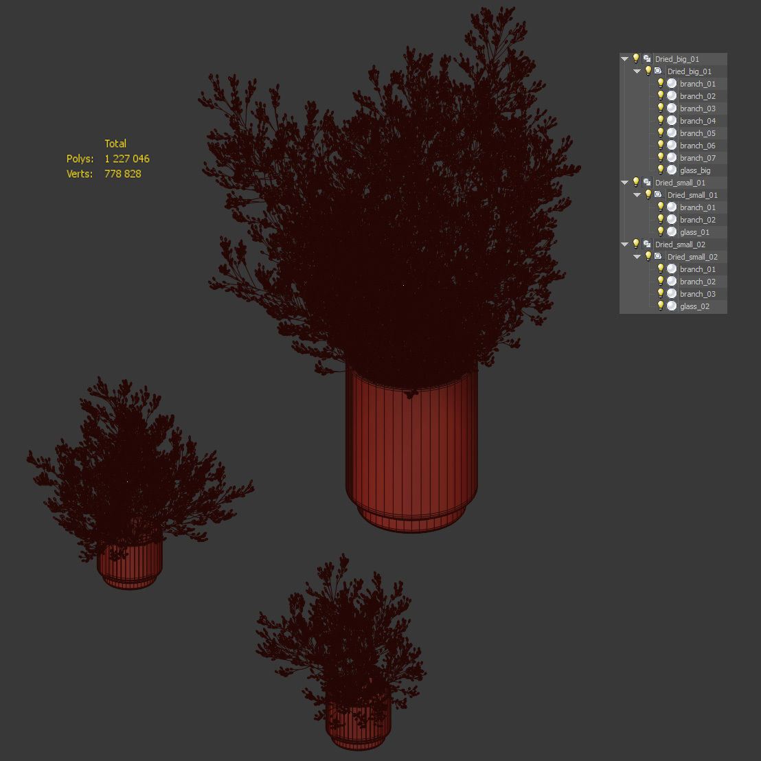 Dry plants set - 3 models 3D model_5
