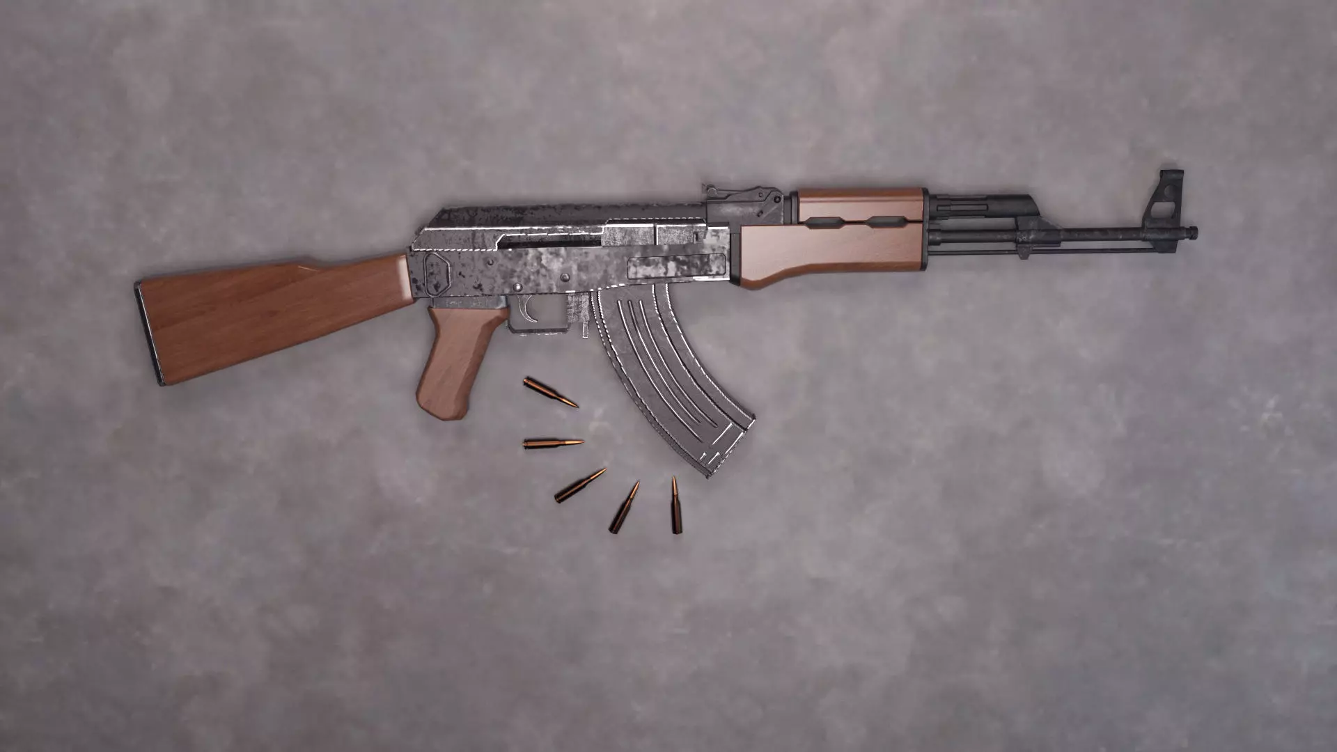 AK47-With Bullets Low-poly 3D model_0