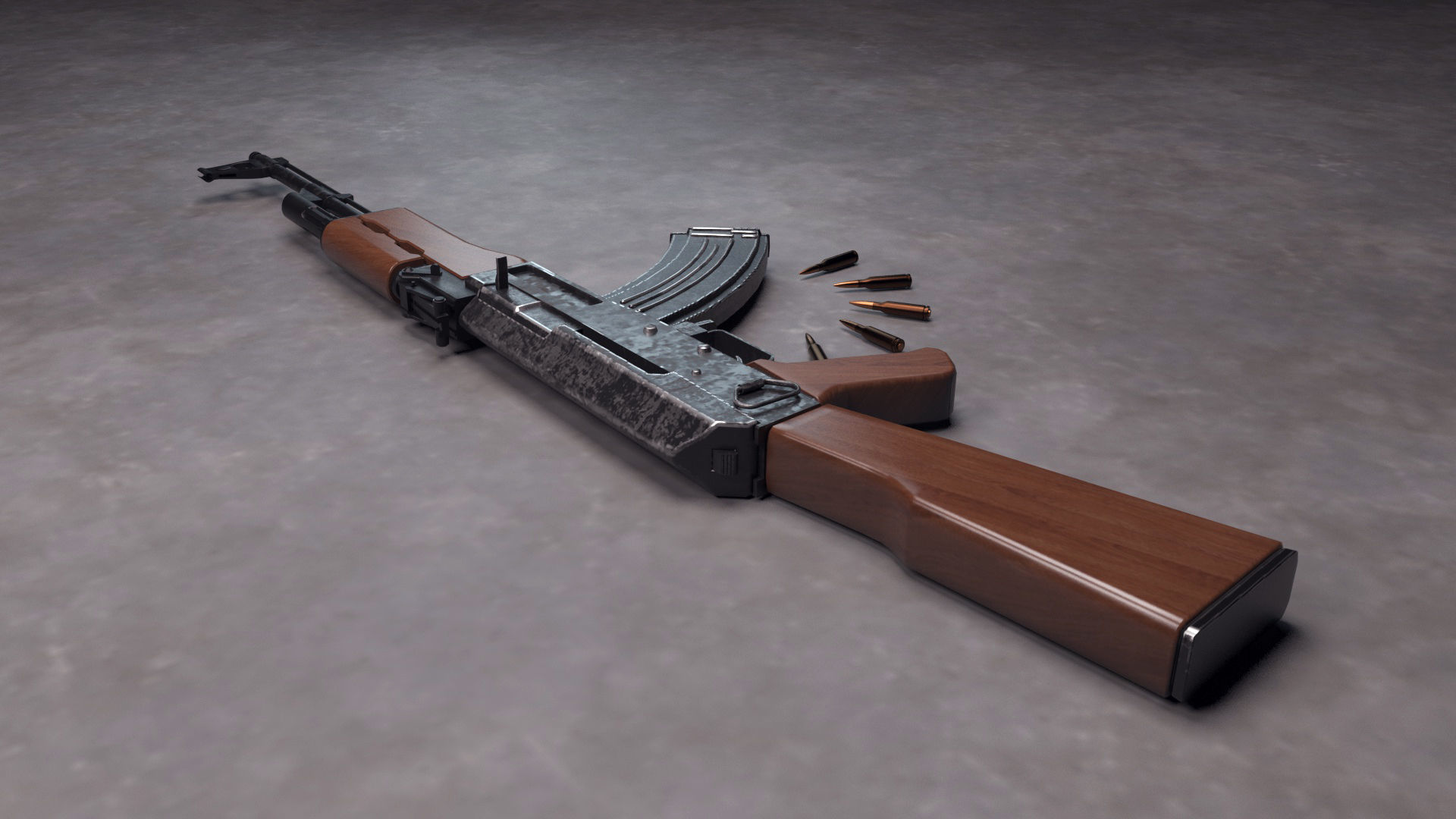 AK47-With Bullets Low-poly 3D model_3