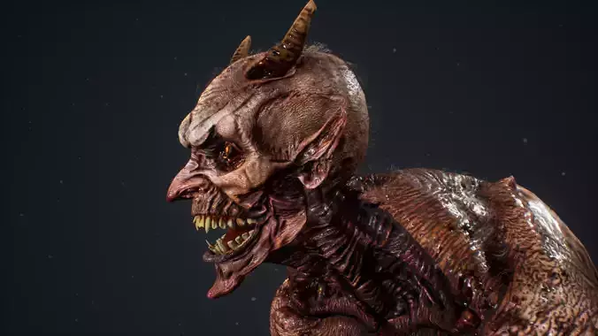 Demon 8 humpbacked creepy creature Low-poly 3D model