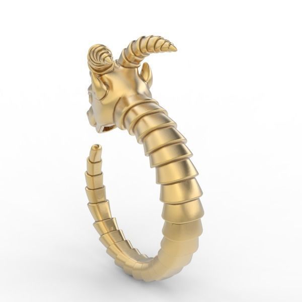 Goat ring 3D print model_3
