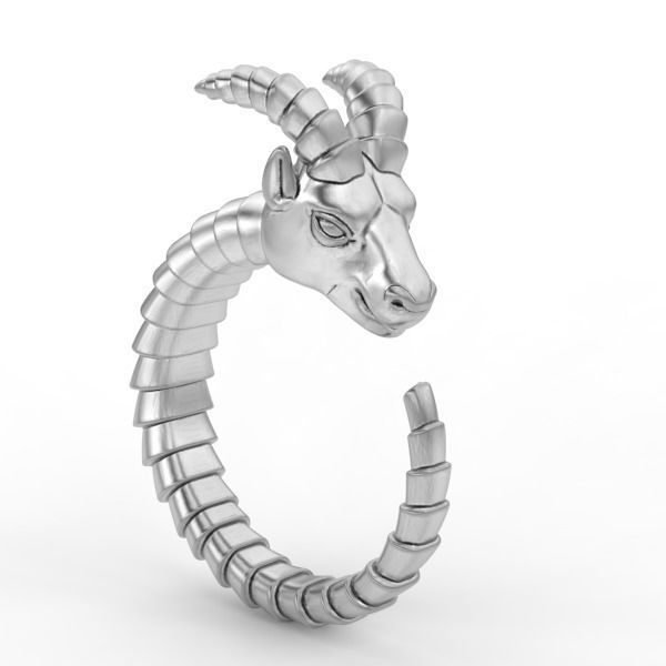 Goat ring 3D print model_6