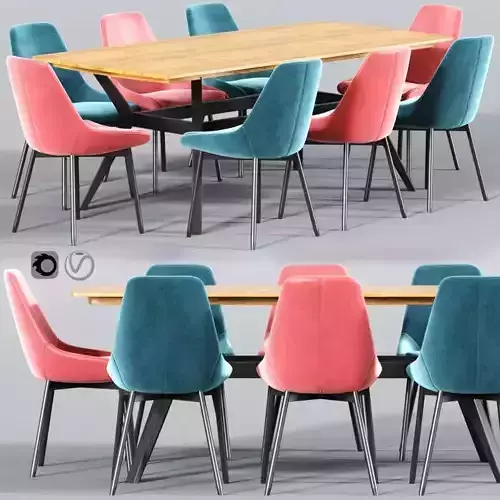 Alfie Dining Chair Collection 3D model