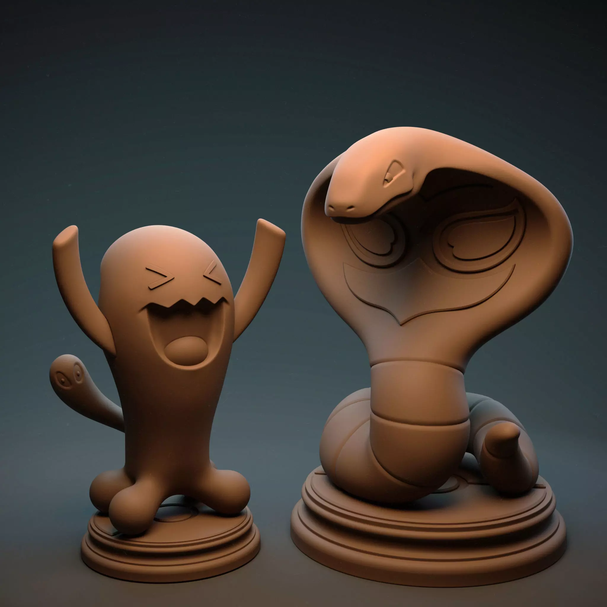 Arbok and Wobbuffet Pokemon Free 3D print model
