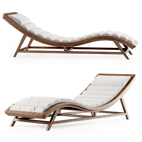 Wooden chaise lounge 3D model