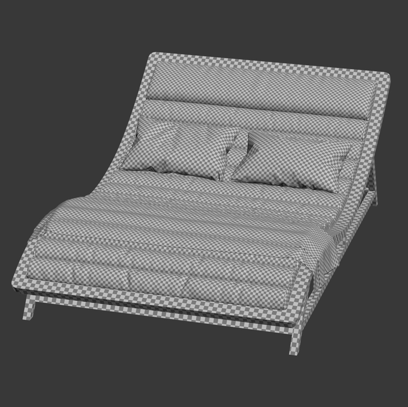 Double wooden chaise lounge  3D model_4
