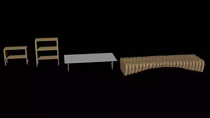 mobilya seti 2 Low-poly 3D model