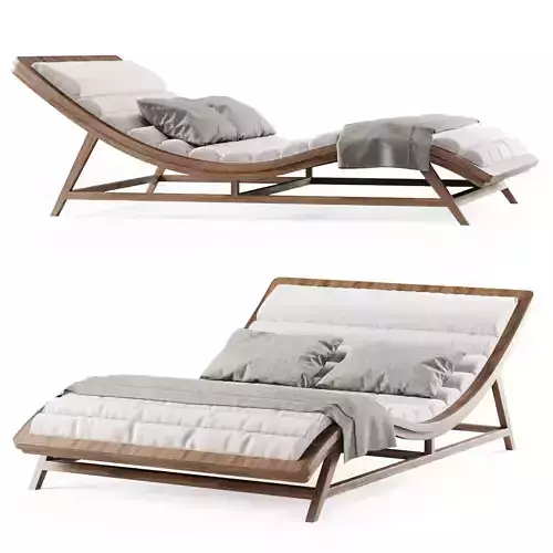 Large wooden chaise lounge  3D model