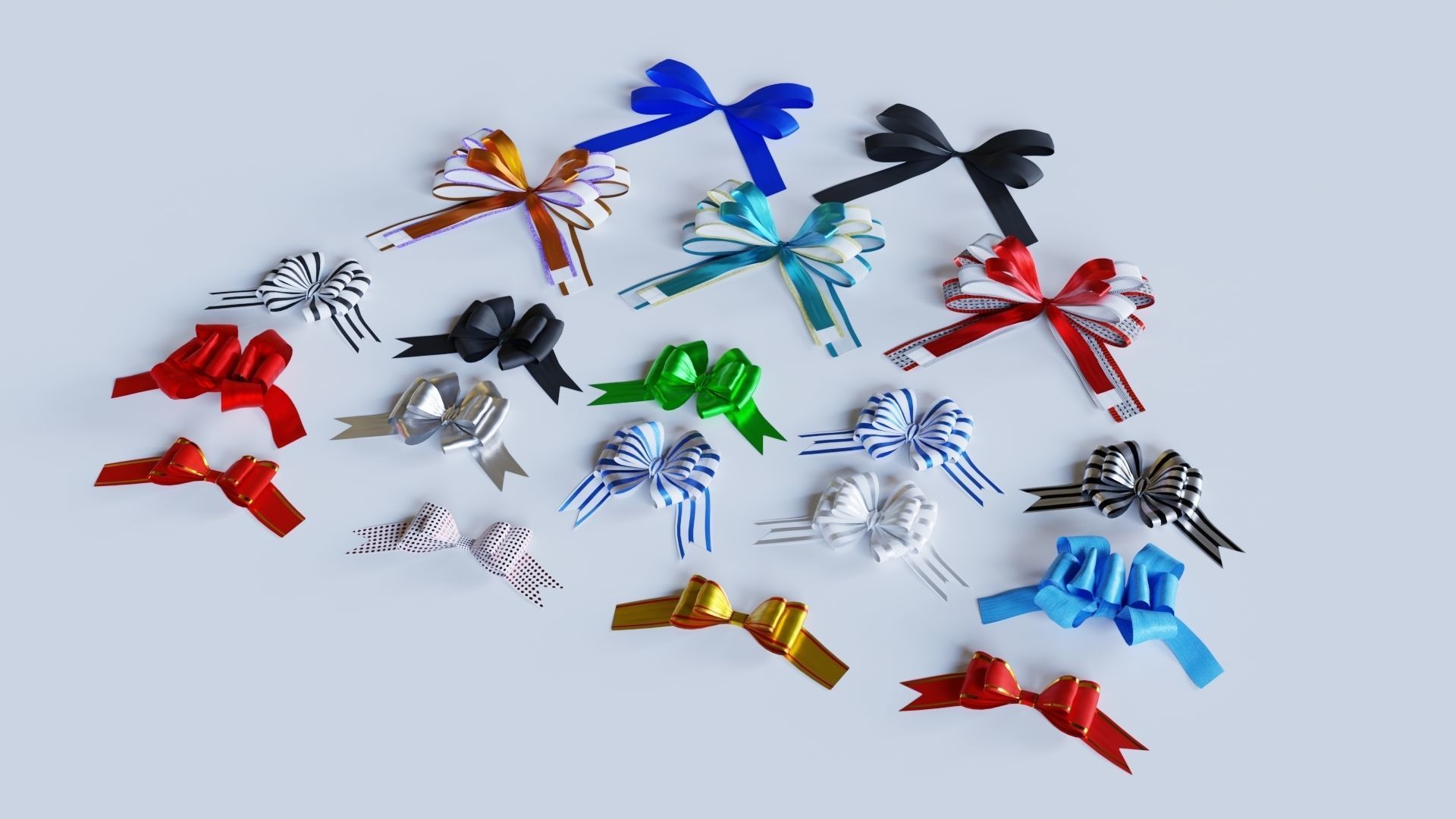 Festive Bow of gift ribbons 3D model_1