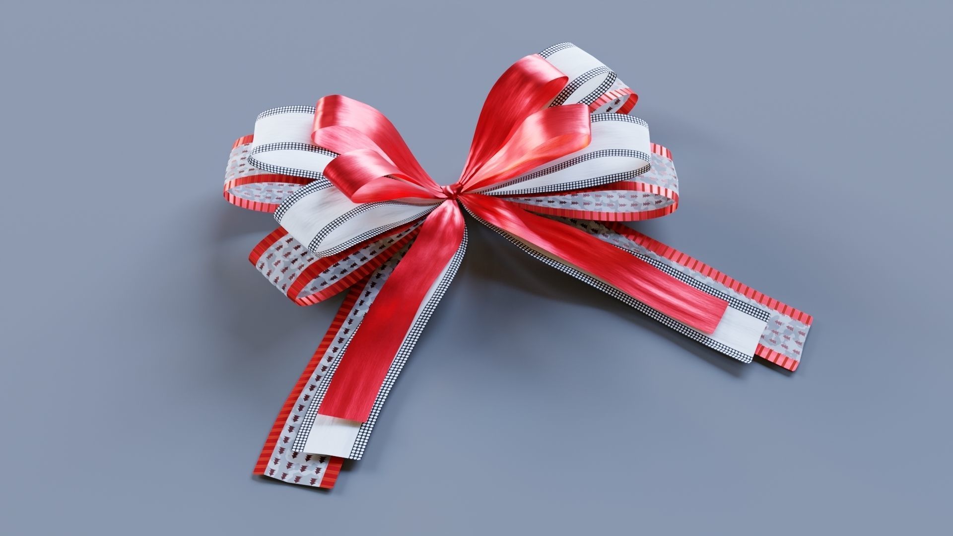 Festive Bow of gift ribbons 3D model_3