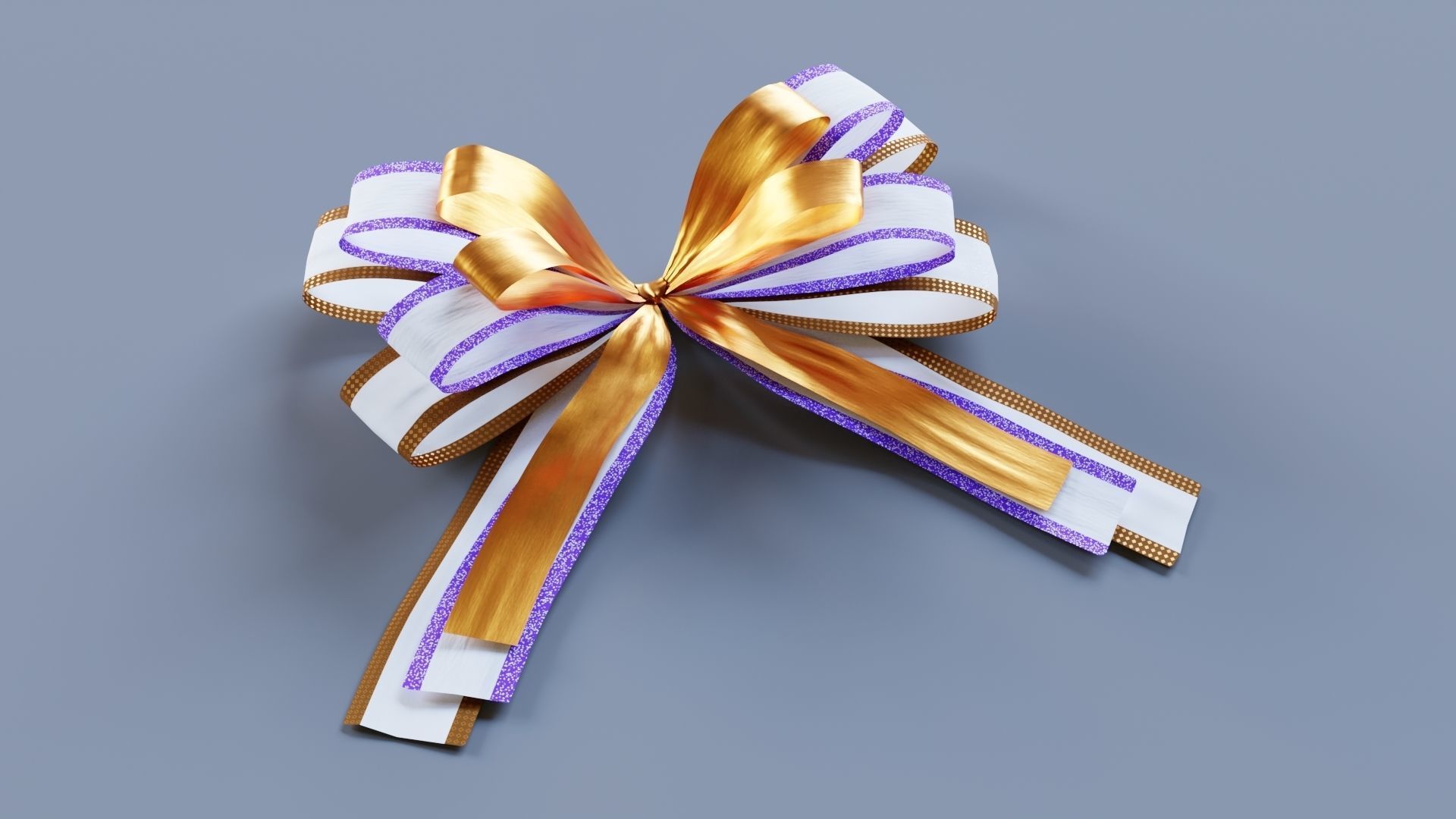 Festive Bow of gift ribbons 3D model_2