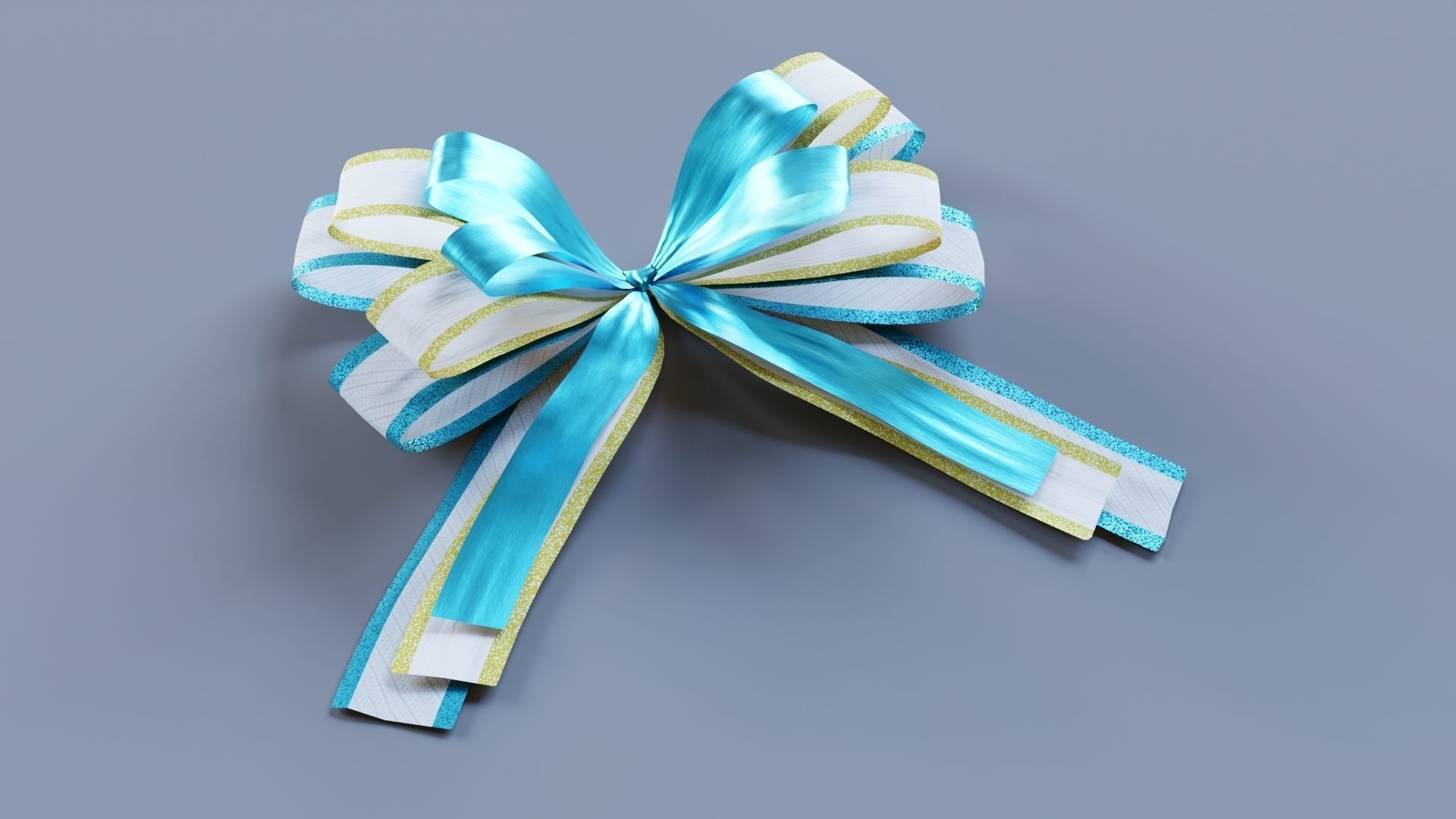 Festive Bow of gift ribbons 3D model_4