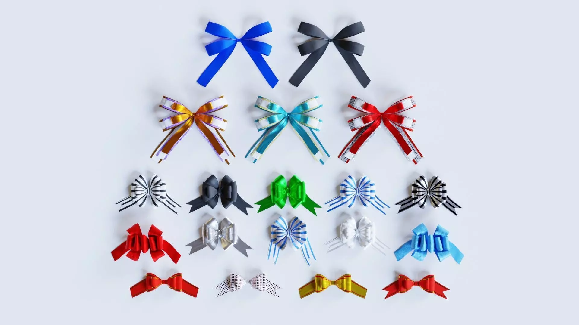 Festive Bow of gift ribbons 3D model_0