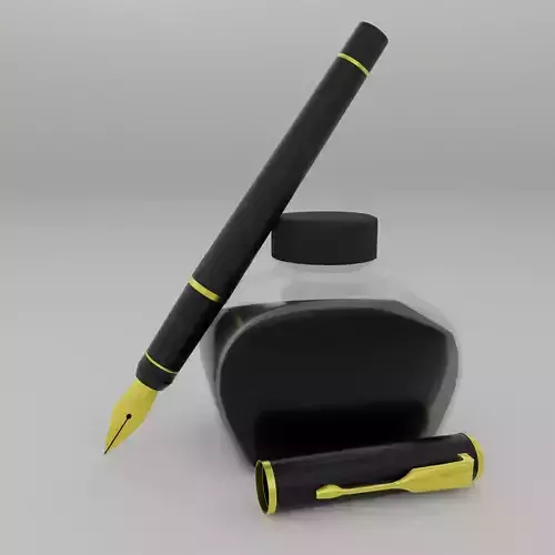 Fountain pen Low-poly 3D model