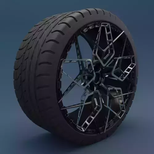 Supercar Wheel and Tire 3D model