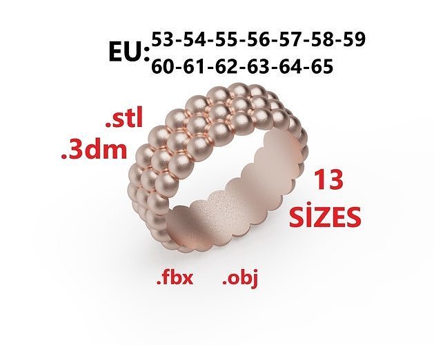 Model 236 Semi Circle Ball Ring 3 EU 13 Sizes 3D print model