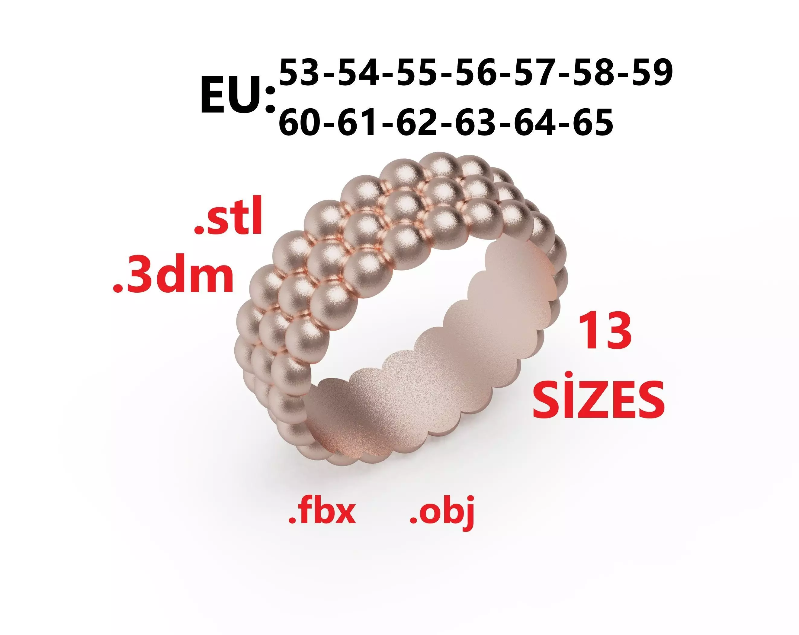 Model 236 Semi Circle Ball Ring 3 EU 13 Sizes 3D print model_0