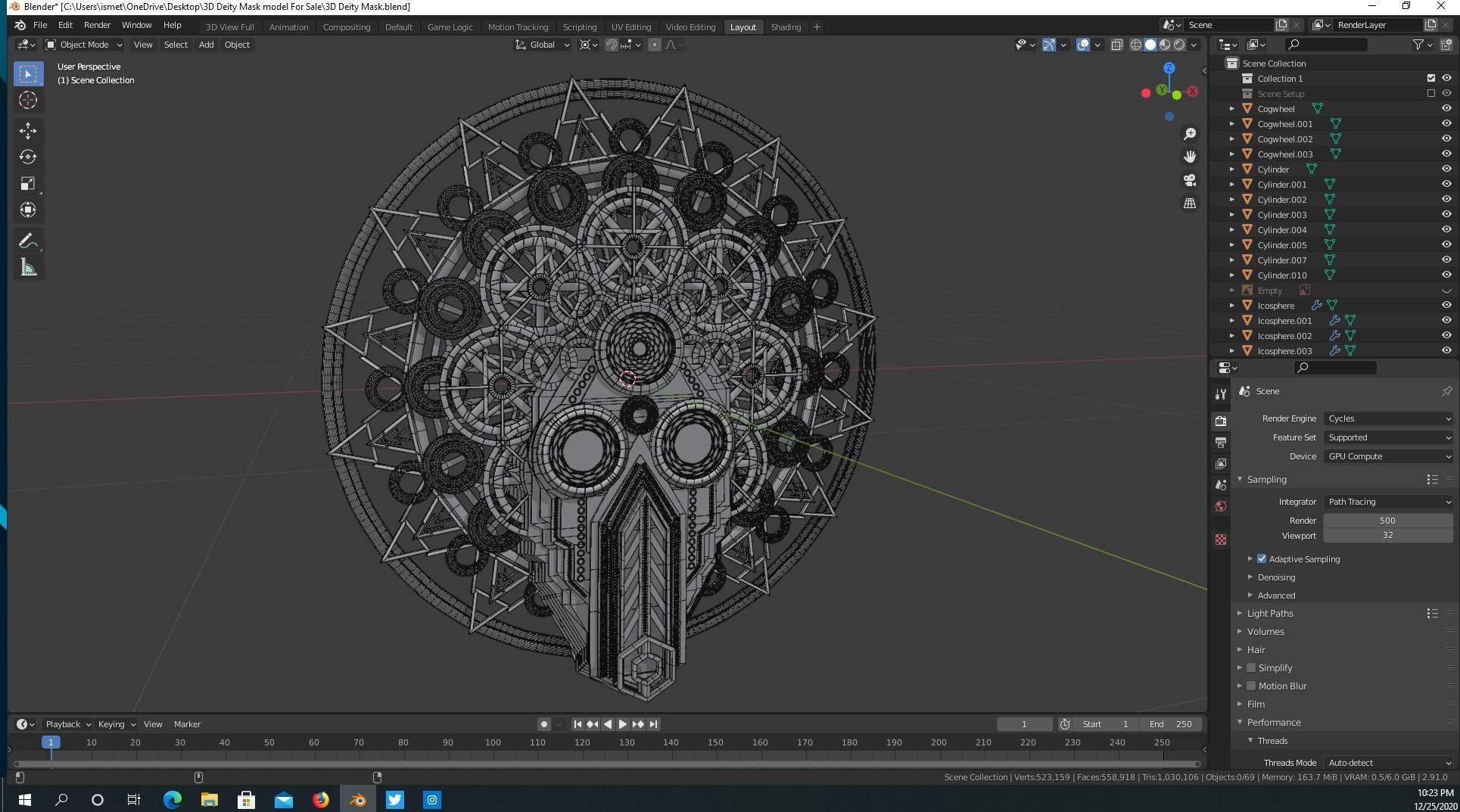 3D Deity Mask model 3D model_2