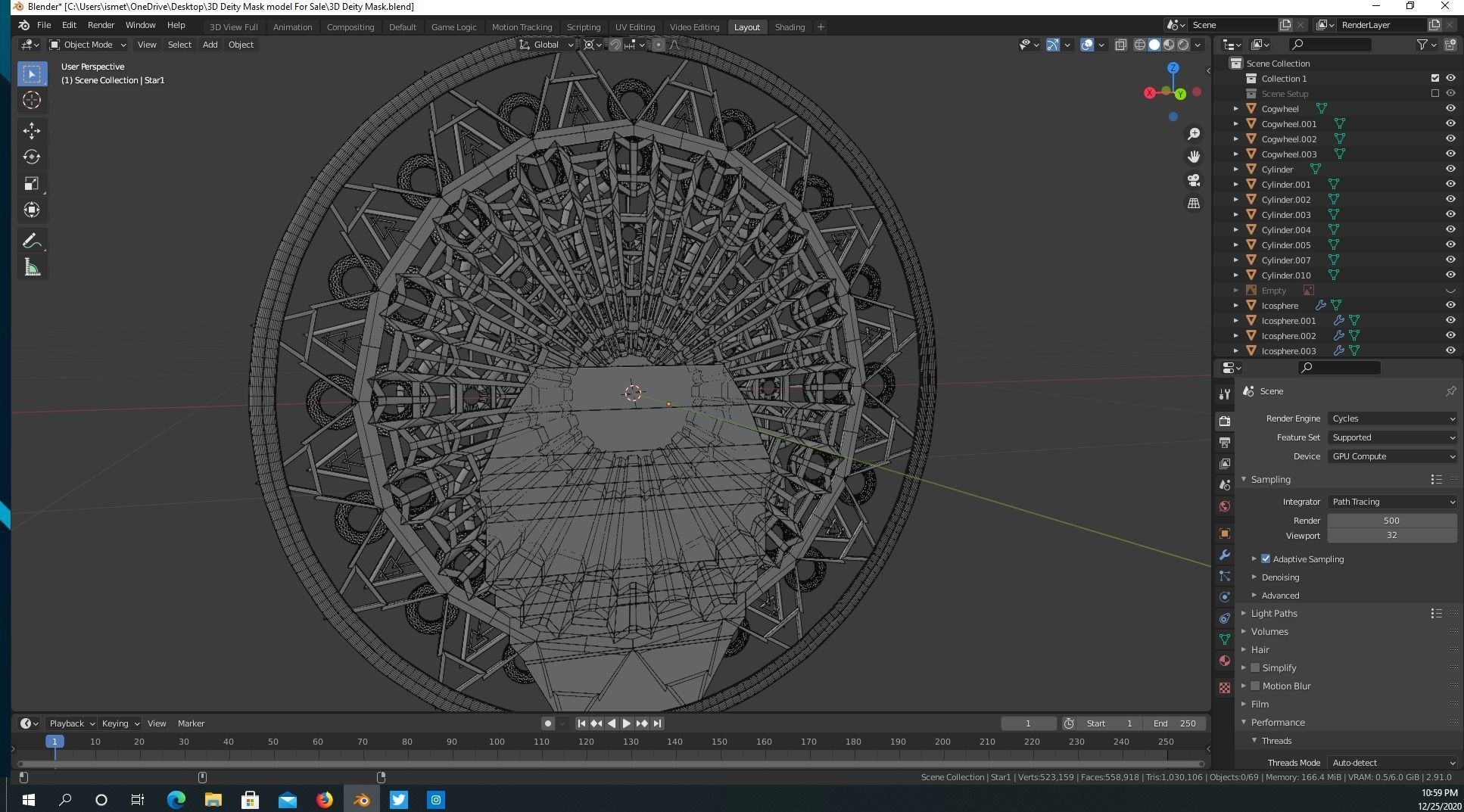 3D Deity Mask model 3D model_8