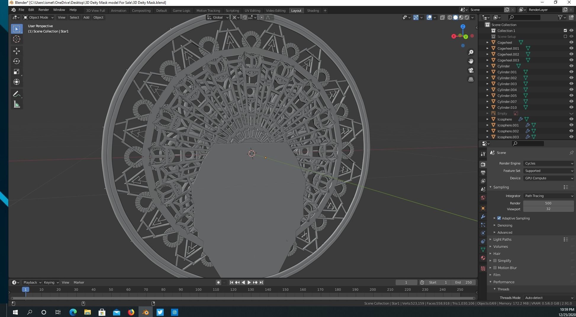 3D Deity Mask model 3D model_7