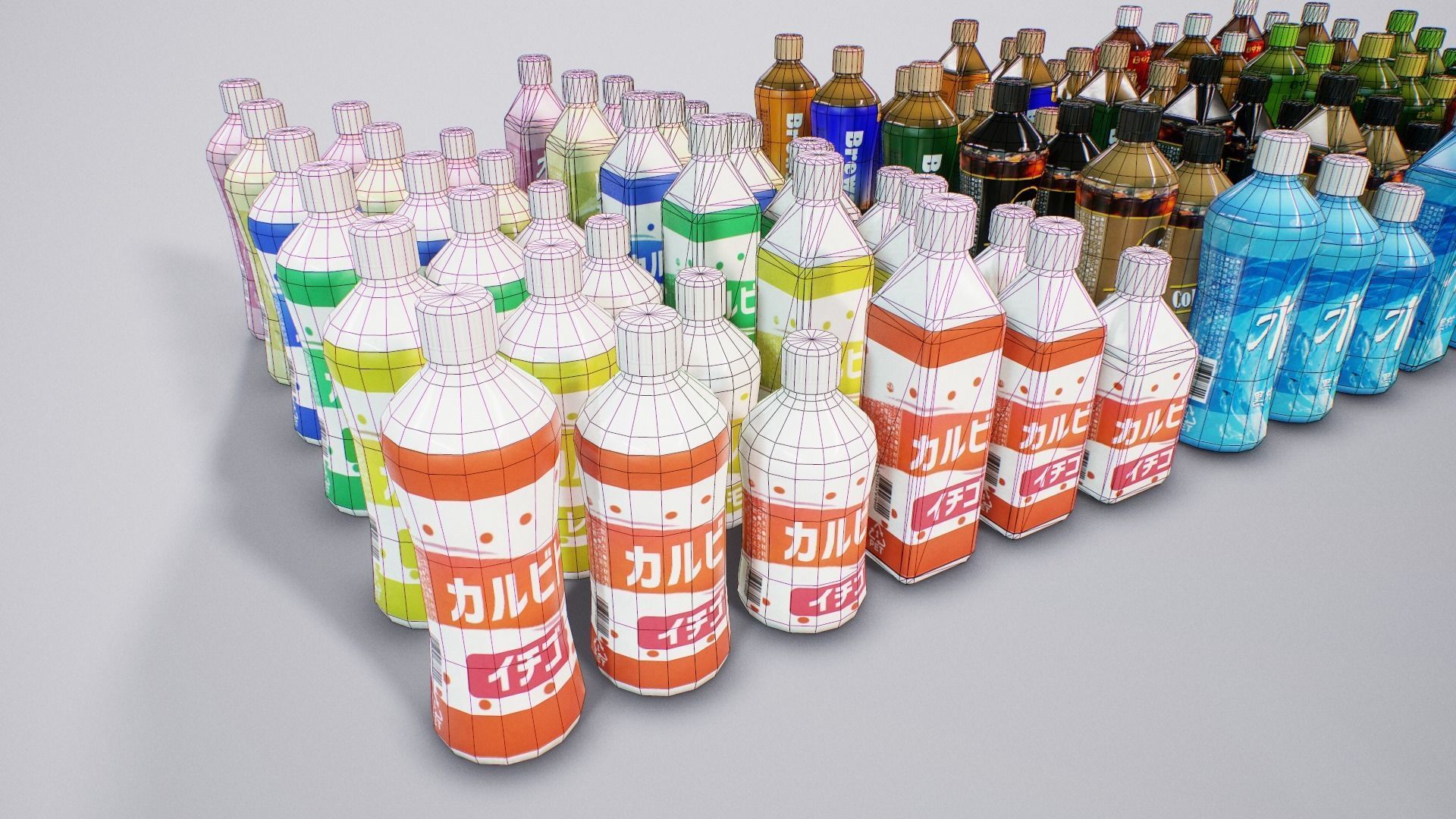 Japanese Drinks - Beer Tea Chuuhai Soda Low-poly 3D model_7