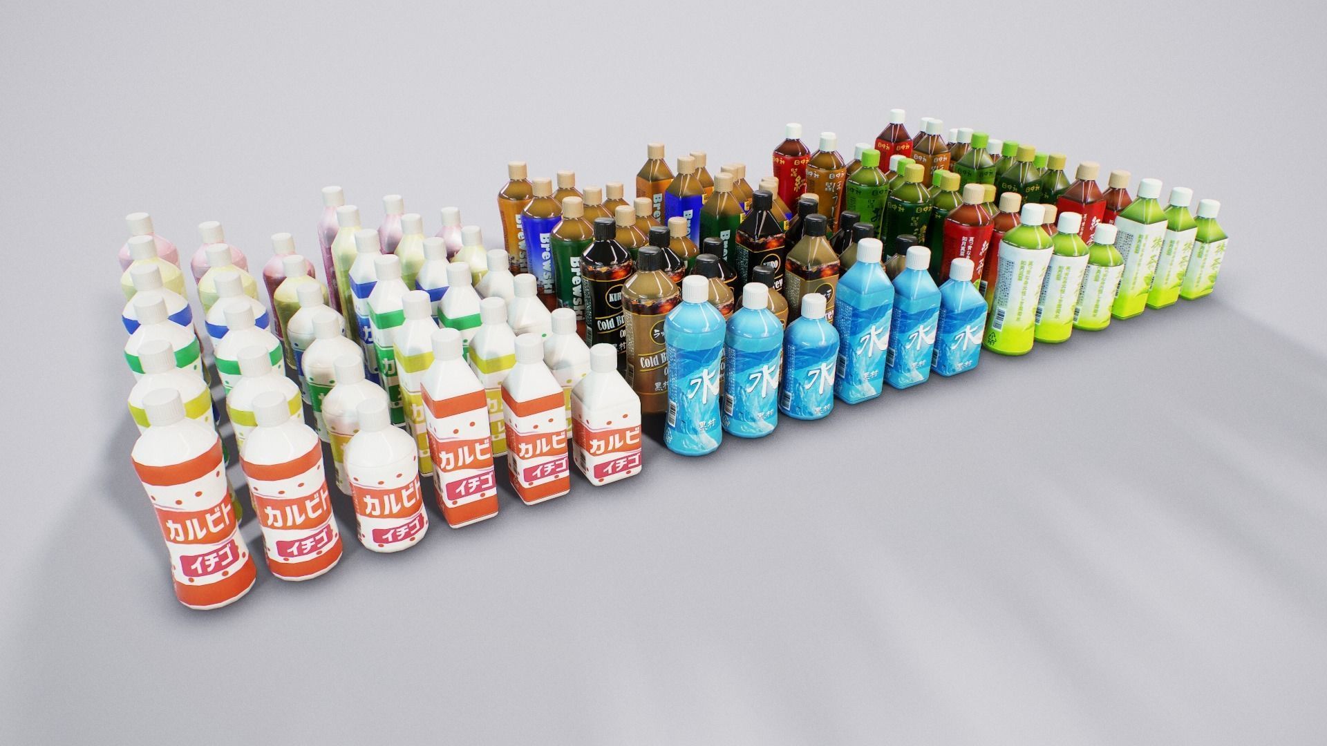 Japanese Drinks - Beer Tea Chuuhai Soda Low-poly 3D model_4
