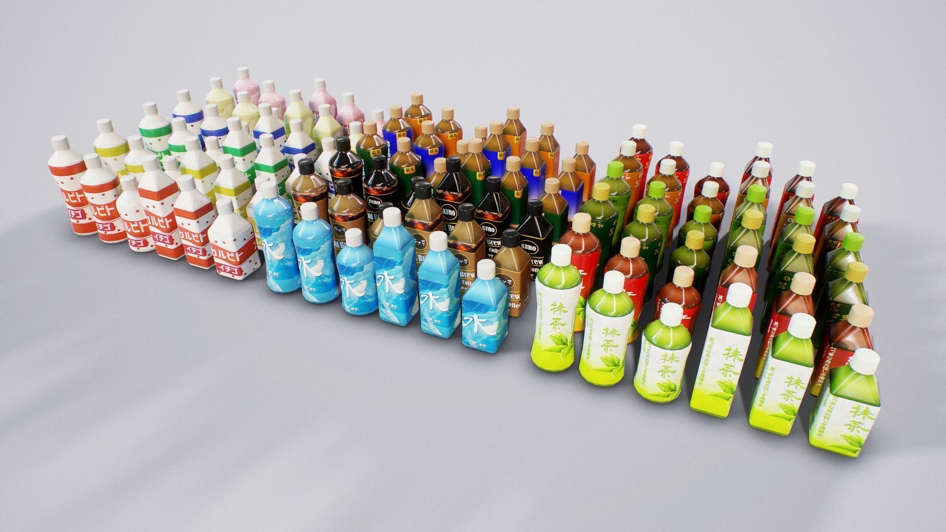 Japanese Drinks - Beer Tea Chuuhai Soda Low-poly 3D model_3