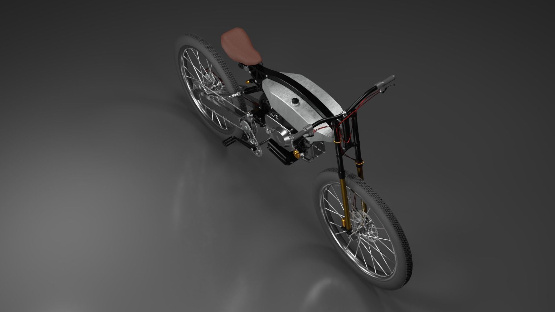 Moto-Bike Retro Low-poly 3D model_10