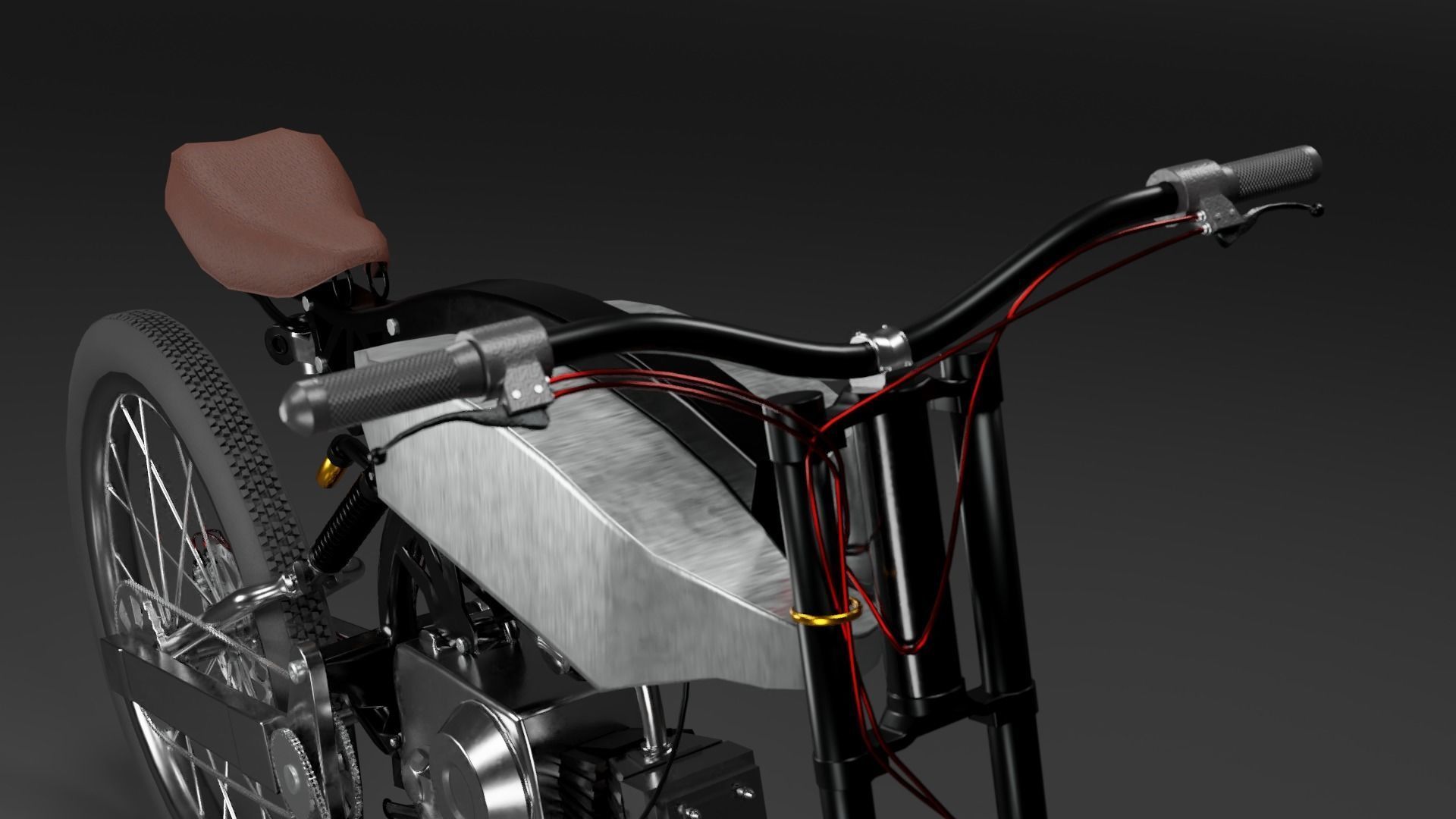 Moto-Bike Retro Low-poly 3D model_3