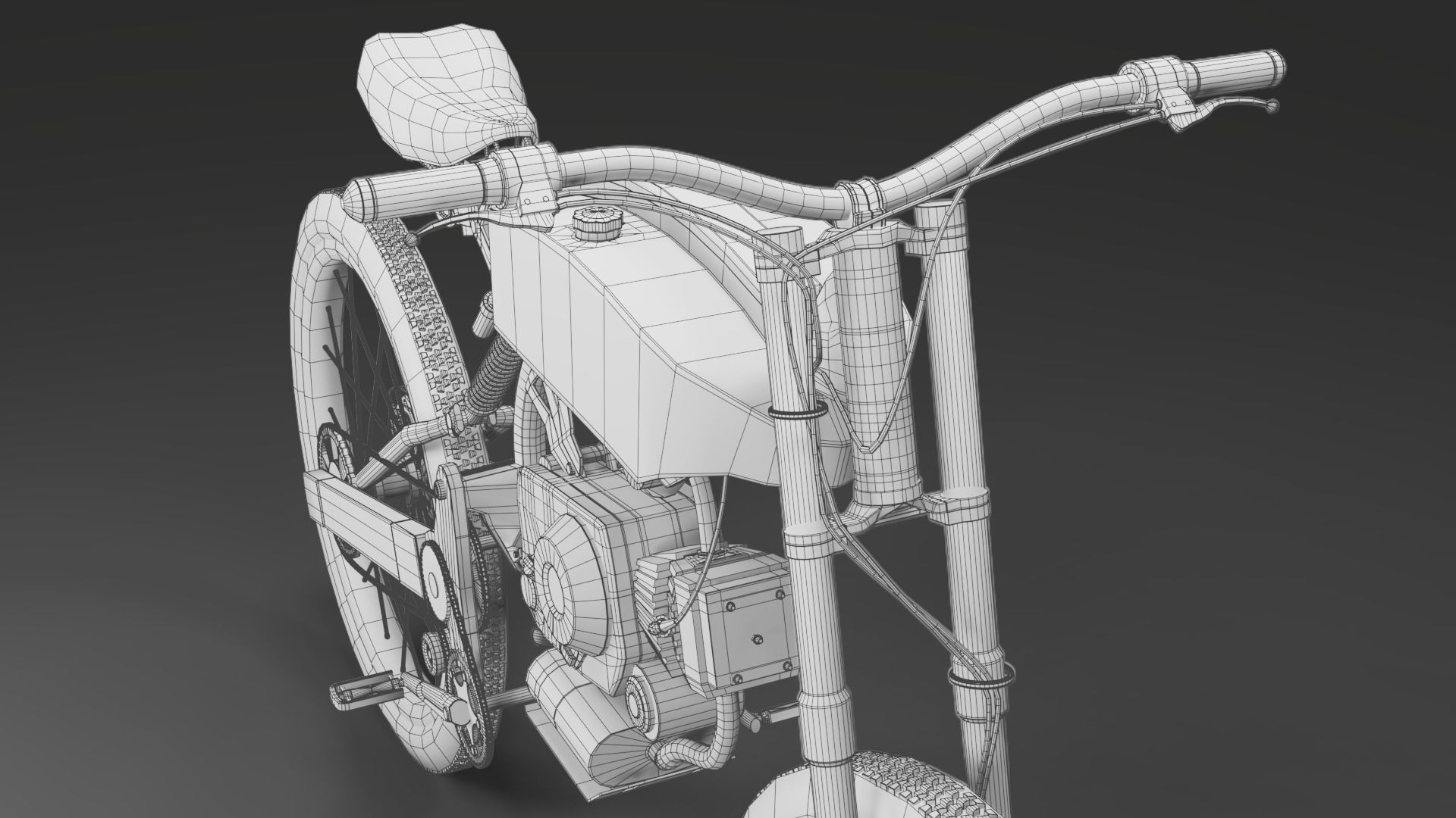 Moto-Bike Retro Low-poly 3D model_14