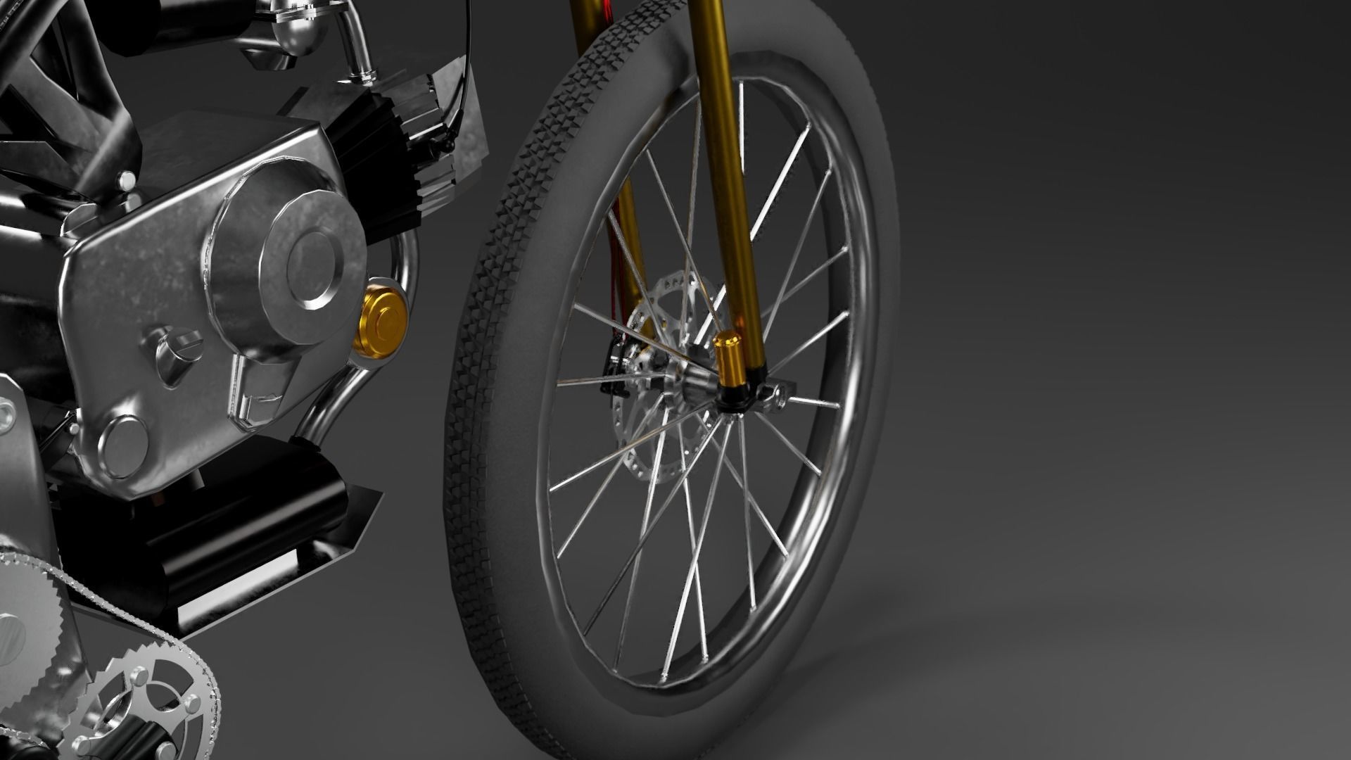 Moto-Bike Retro Low-poly 3D model_8