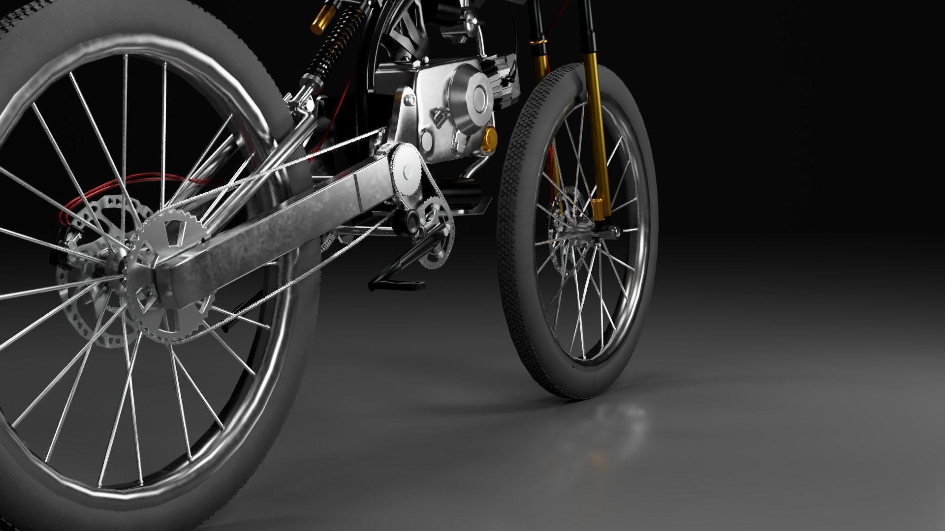 Moto-Bike Retro Low-poly 3D model_6