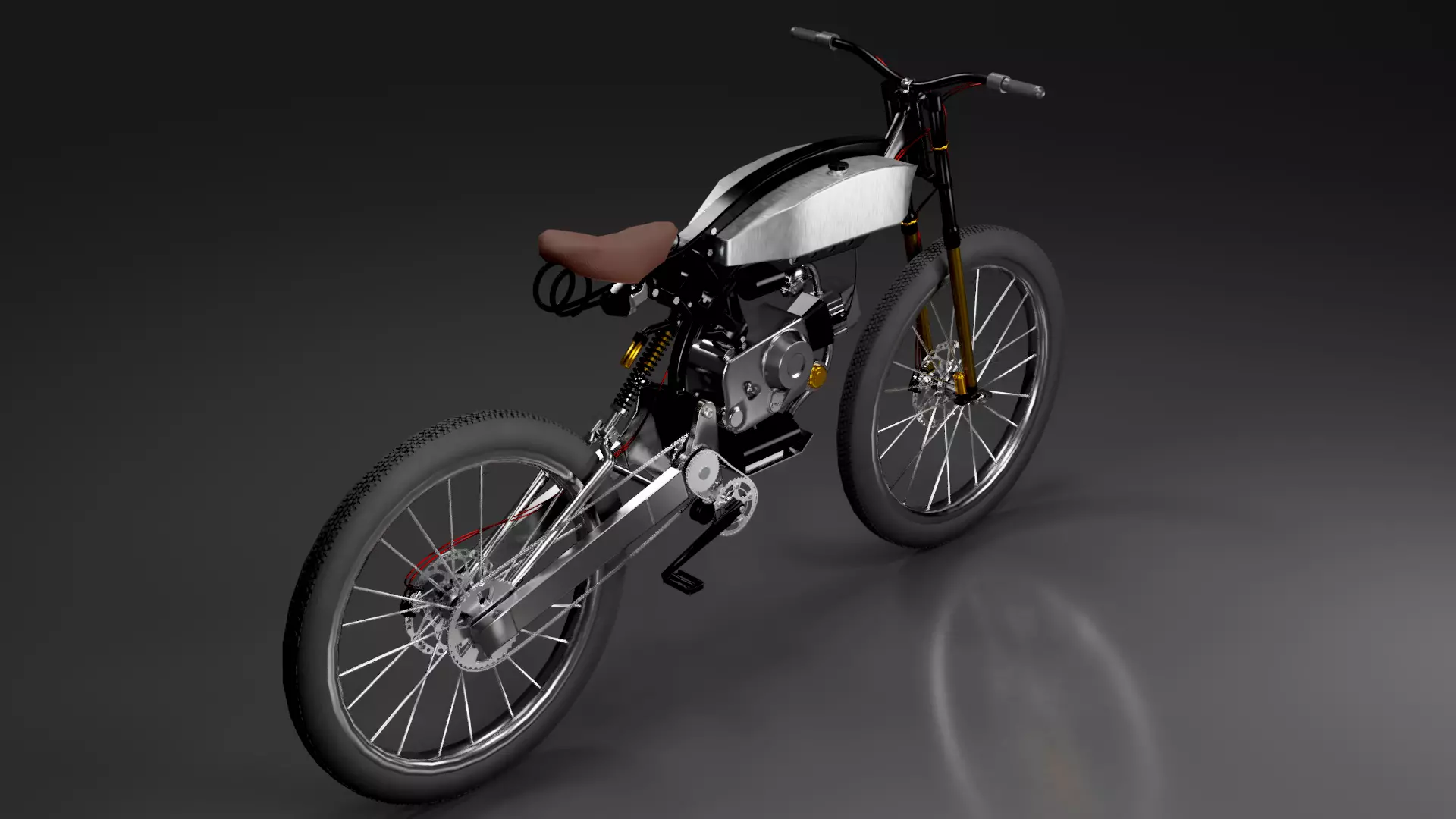 Moto-Bike Retro Low-poly 3D model_0
