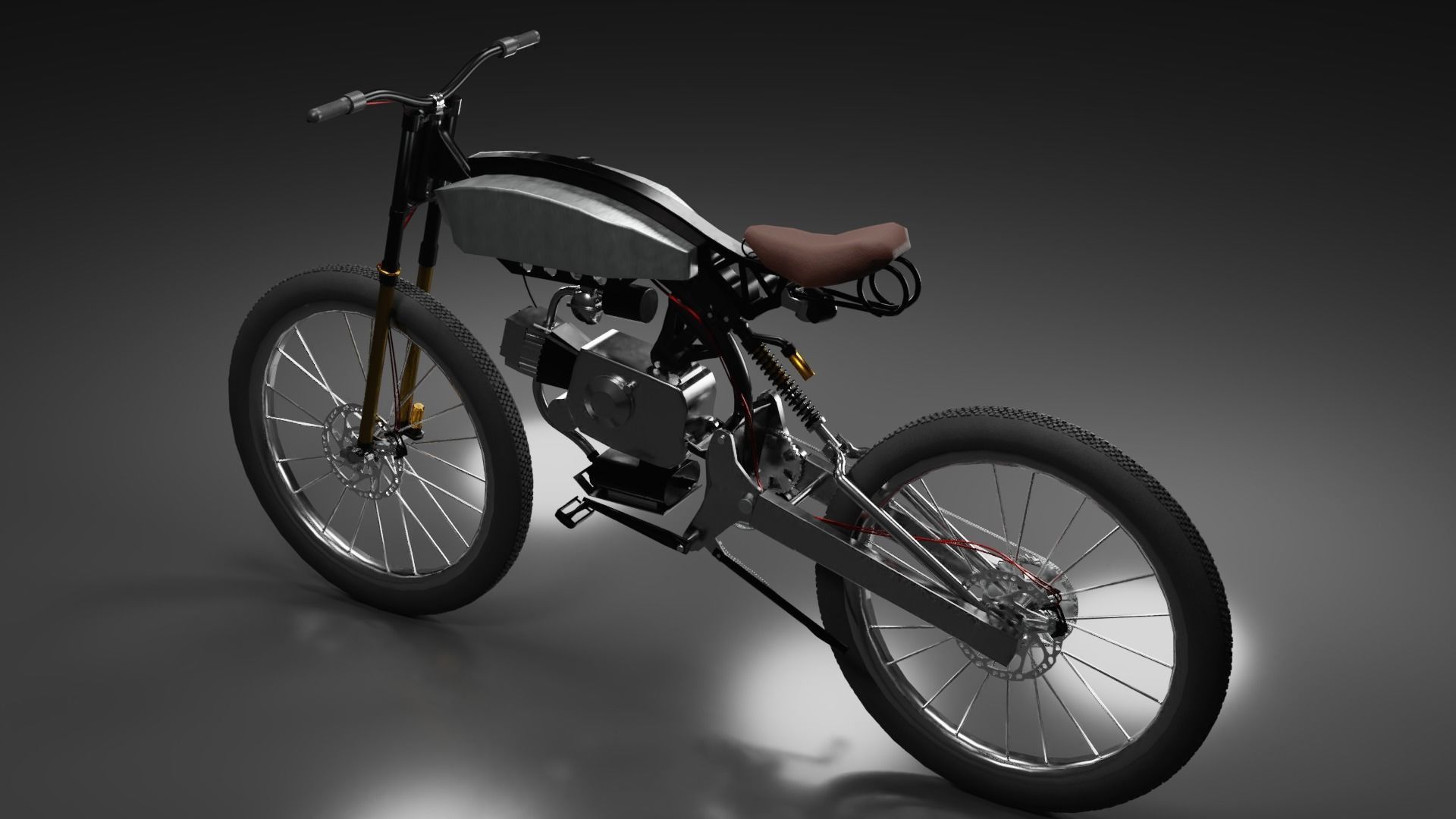 Moto-Bike Retro Low-poly 3D model_4
