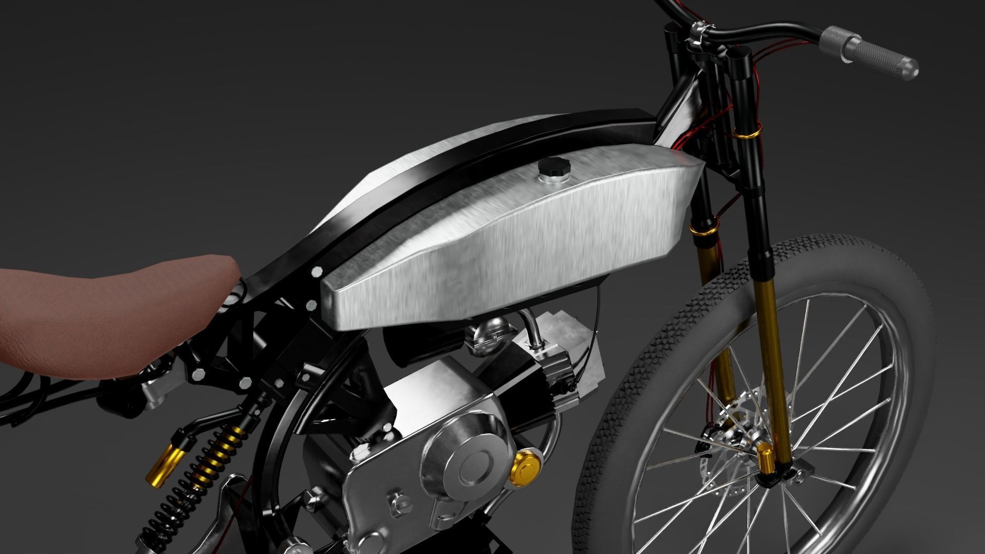 Moto-Bike Retro Low-poly 3D model_2